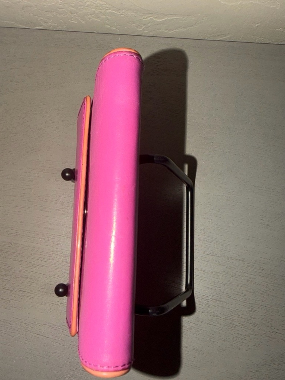 PROJECT COACH Pink Leather Clutch Wallet with Tan Trim - Picture 3 of 7